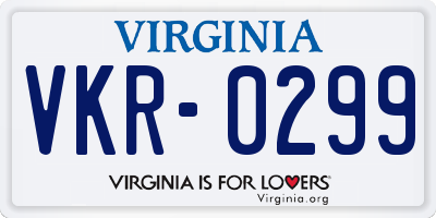 VA license plate VKR0299