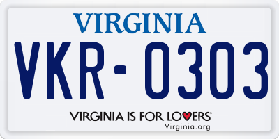 VA license plate VKR0303