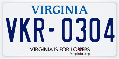 VA license plate VKR0304