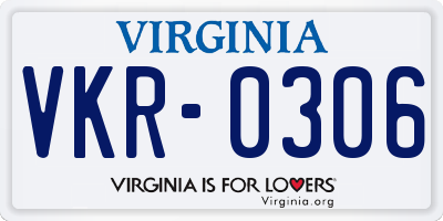 VA license plate VKR0306