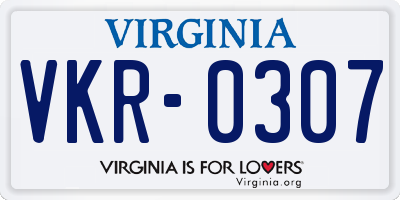 VA license plate VKR0307