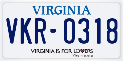 VA license plate VKR0318