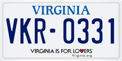 VA license plate VKR0331