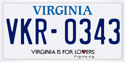 VA license plate VKR0343