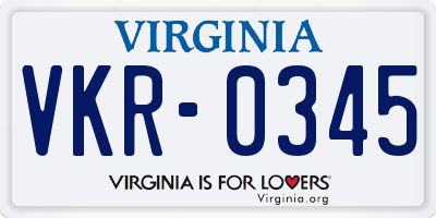 VA license plate VKR0345