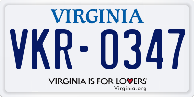 VA license plate VKR0347