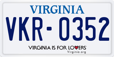 VA license plate VKR0352