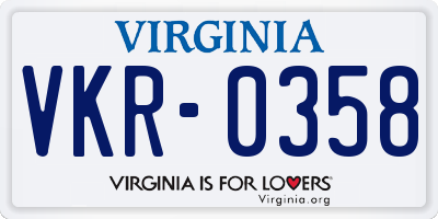 VA license plate VKR0358