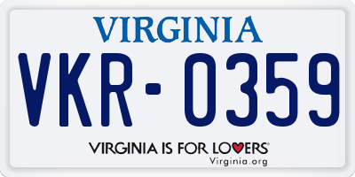 VA license plate VKR0359
