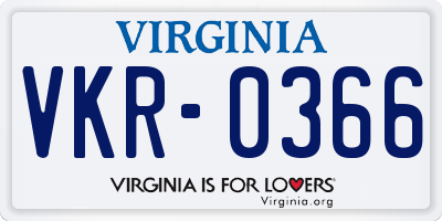 VA license plate VKR0366