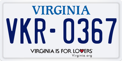 VA license plate VKR0367