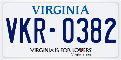VA license plate VKR0382