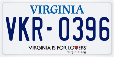 VA license plate VKR0396