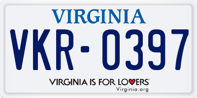 VA license plate VKR0397