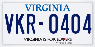VA license plate VKR0404