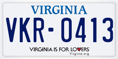 VA license plate VKR0413
