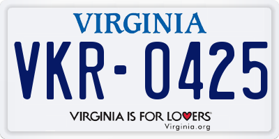 VA license plate VKR0425