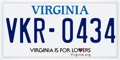 VA license plate VKR0434