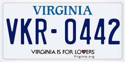 VA license plate VKR0442