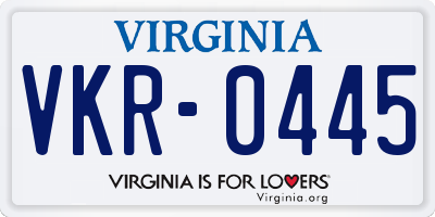 VA license plate VKR0445