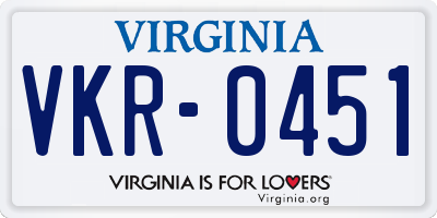 VA license plate VKR0451