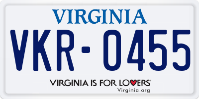 VA license plate VKR0455