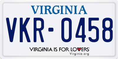 VA license plate VKR0458