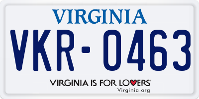 VA license plate VKR0463