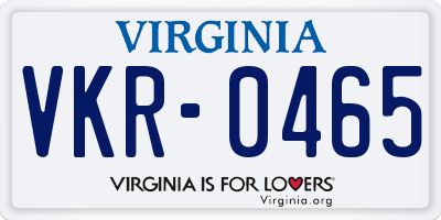 VA license plate VKR0465