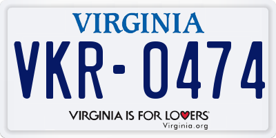 VA license plate VKR0474