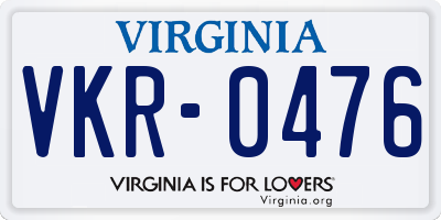 VA license plate VKR0476