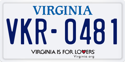 VA license plate VKR0481