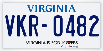 VA license plate VKR0482