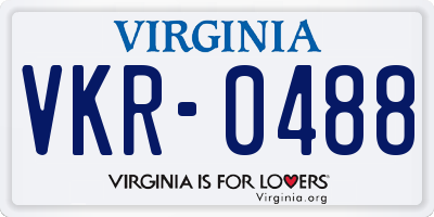 VA license plate VKR0488