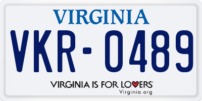 VA license plate VKR0489