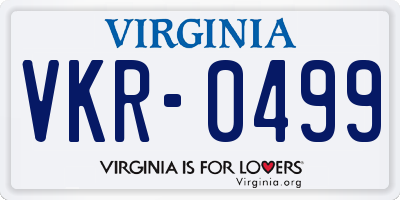 VA license plate VKR0499