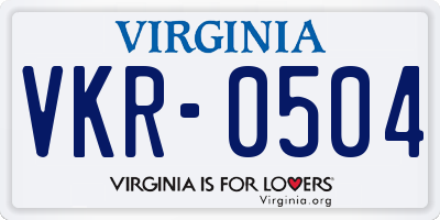 VA license plate VKR0504