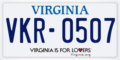 VA license plate VKR0507