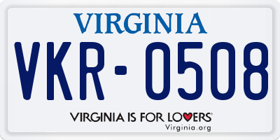 VA license plate VKR0508