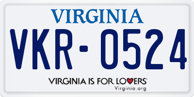 VA license plate VKR0524