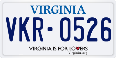 VA license plate VKR0526