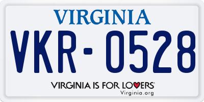 VA license plate VKR0528