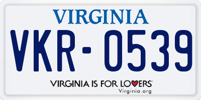 VA license plate VKR0539