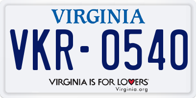 VA license plate VKR0540