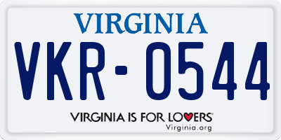 VA license plate VKR0544