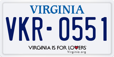 VA license plate VKR0551