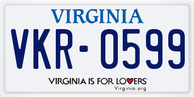 VA license plate VKR0599