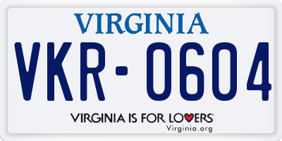 VA license plate VKR0604