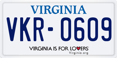 VA license plate VKR0609