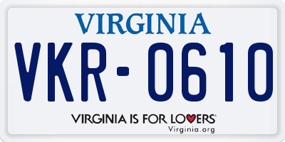 VA license plate VKR0610